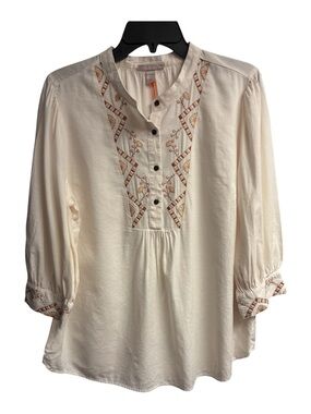 NWT Knox Rose Cotton/Rayon Blend Embroidered Top Size Large